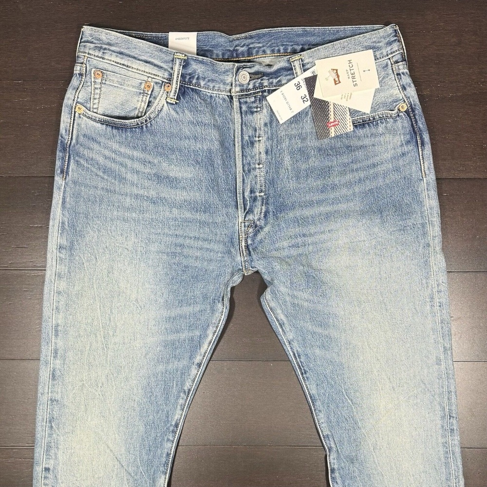 Levi's 501 Skinny Jeans 36 x 32 Warp Stretch Light Selvedge Denim Button Fly 35